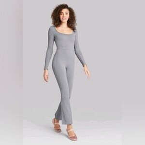 Wild Fable Long Sleeve Ribbed Jumpsuit Slate Gray – Size S NWT